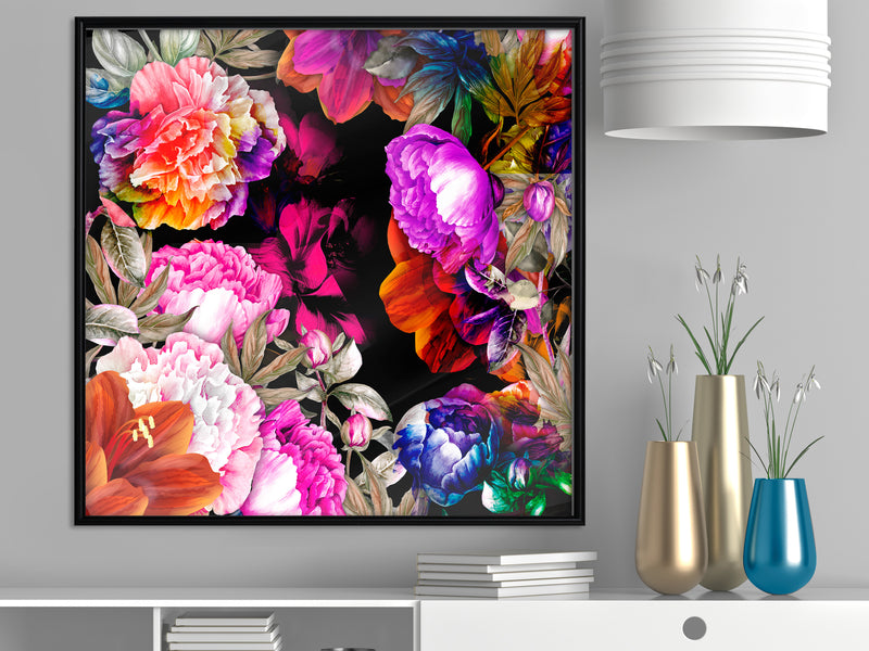 Poster - Flower Sonata (Square)  - zwart