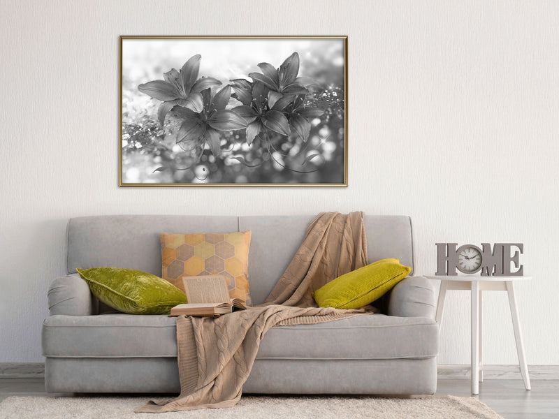 Poster - Dark Lillies  - goud