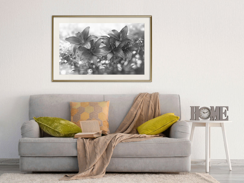 Poster - Dark Lillies  - goud passepartout