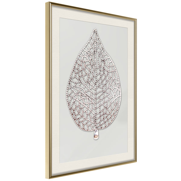 Poster - Leaf-Shaped Pendant  - goud passepartout