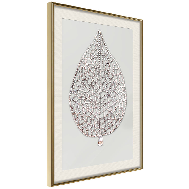 Poster - Leaf-Shaped Pendant  - goud passepartout
