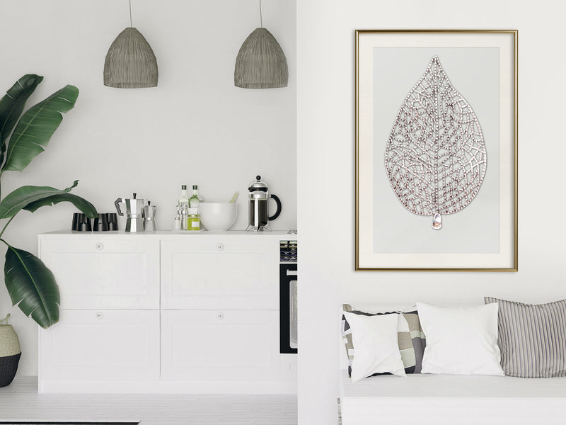Poster - Leaf-Shaped Pendant  - goud passepartout
