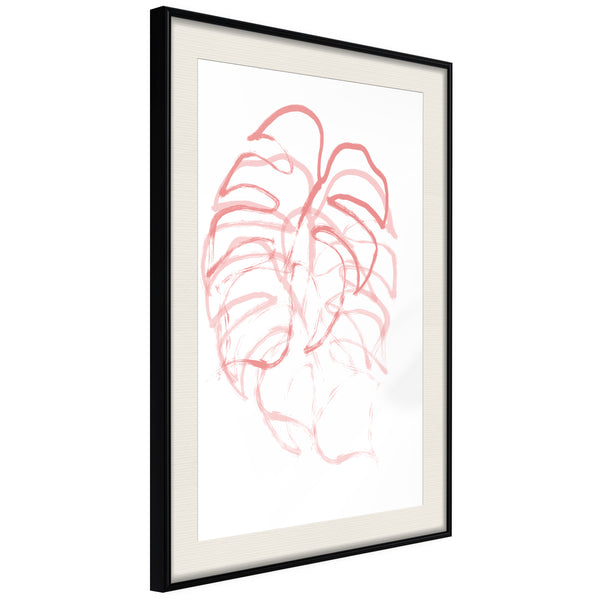 Poster - Red Leaf  - zwart passepartout