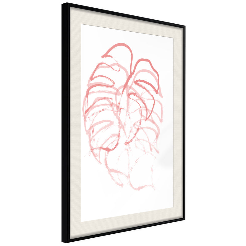 Poster - Red Leaf  - zwart passepartout