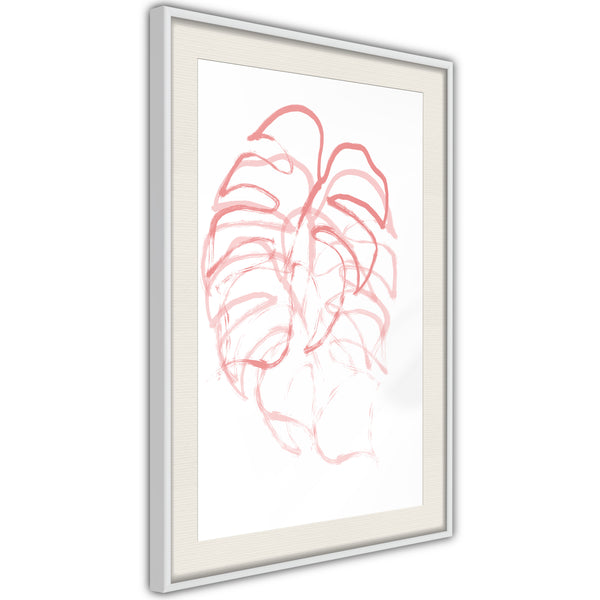 Poster - Red Leaf  - wit passepartout