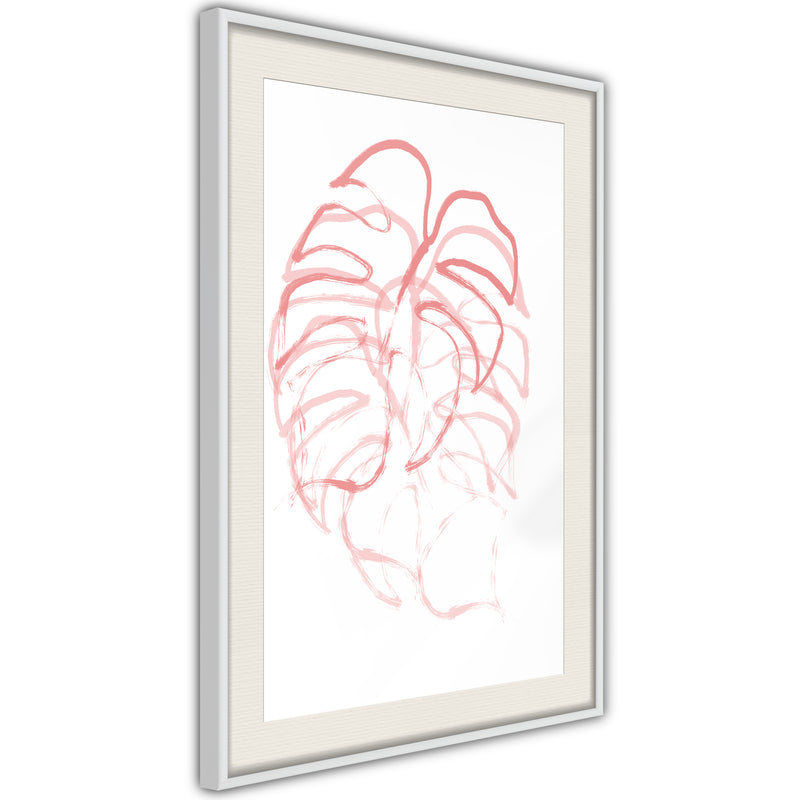 Poster - Red Leaf  - wit passepartout
