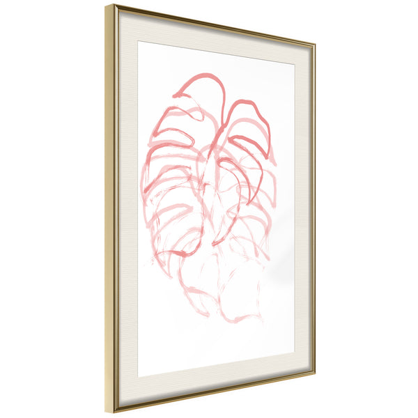 Poster - Red Leaf  - goud passepartout