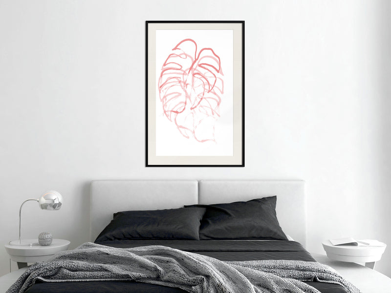 Poster - Red Leaf  - zwart passepartout