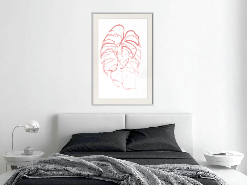 Poster - Red Leaf  - wit passepartout