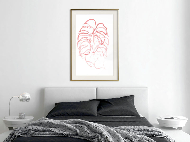 Poster - Red Leaf  - goud passepartout