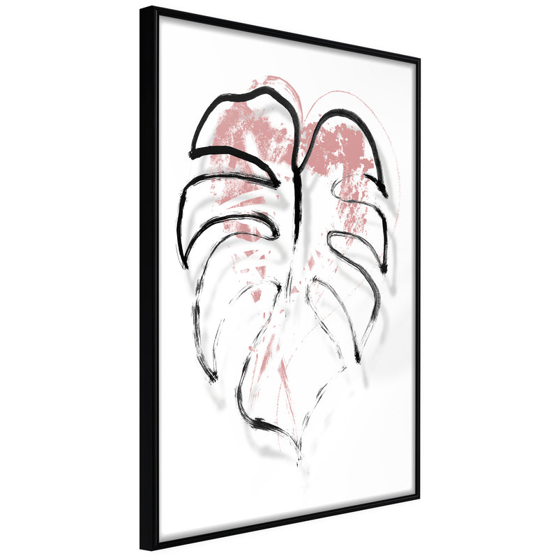 Poster - Black Leaf Outline  - zwart