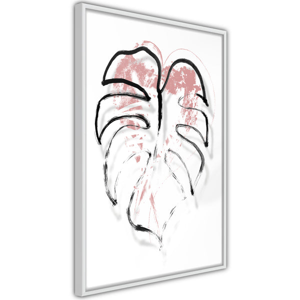 Poster - Black Leaf Outline  - wit