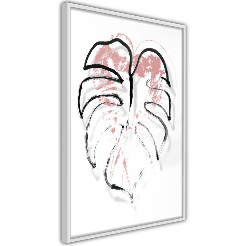 Poster - Black Leaf Outline  - wit