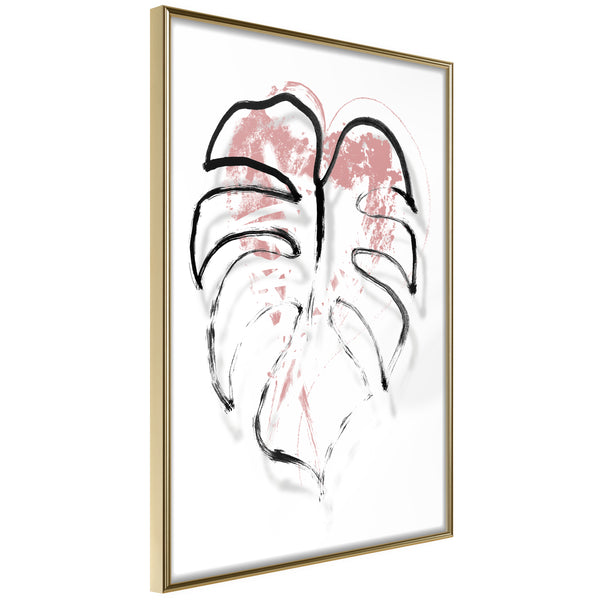 Poster - Black Leaf Outline  - goud