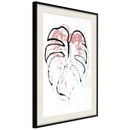 Poster - Black Leaf Outline  - zwart passepartout