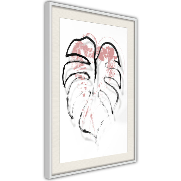 Poster - Black Leaf Outline  - wit passepartout