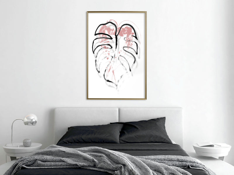 Poster - Black Leaf Outline  - goud