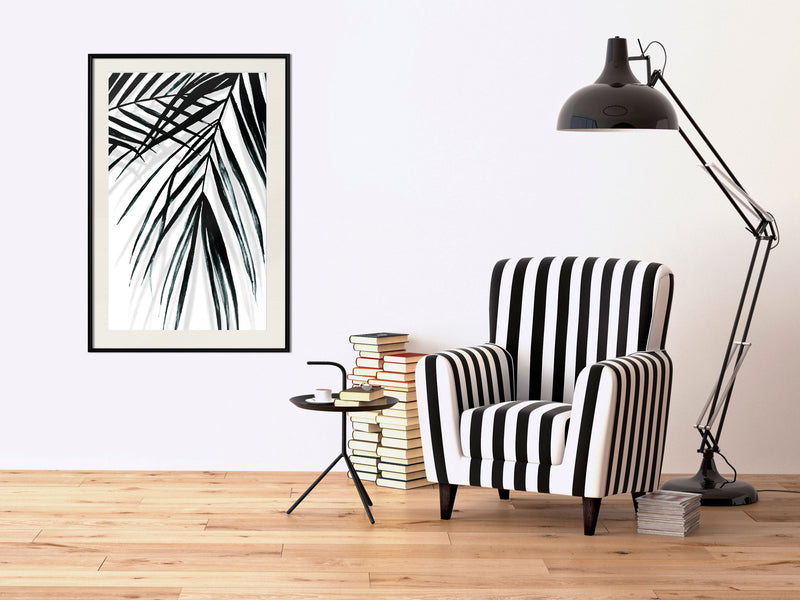 Poster - Leaf and Its Shadow  - zwart passepartout
