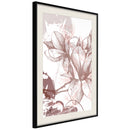 Poster - Drawn Flower  - zwart passepartout