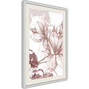 Poster - Drawn Flower  - wit passepartout