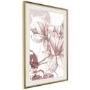 Poster - Drawn Flower  - goud passepartout
