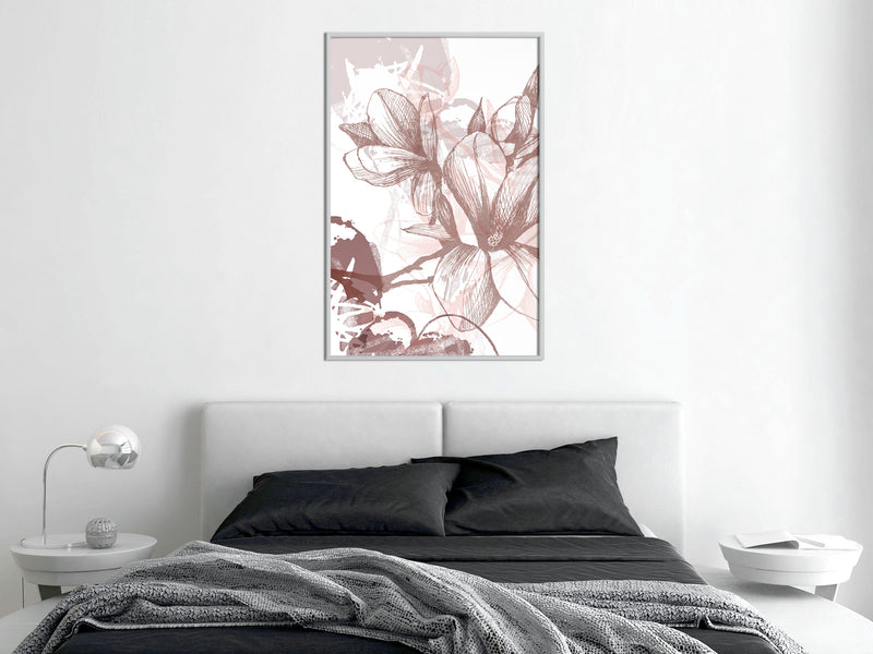 Poster - Drawn Flower  - wit