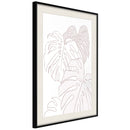 Poster - Beige Leaves  - zwart passepartout