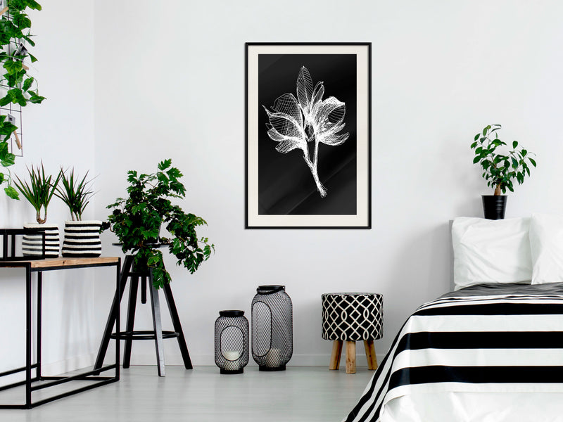 Poster - White Plant  - zwart passepartout