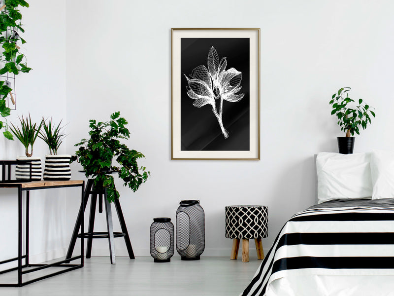 Poster - White Plant  - goud passepartout