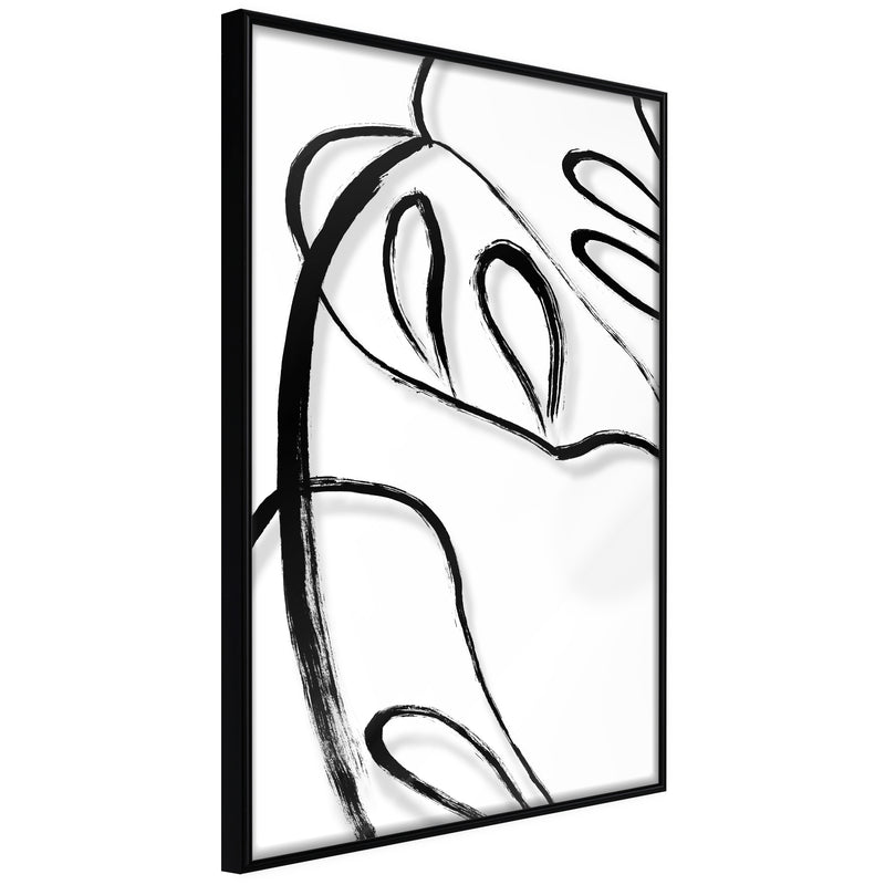 Poster - Painted Monstera Leaf  - zwart