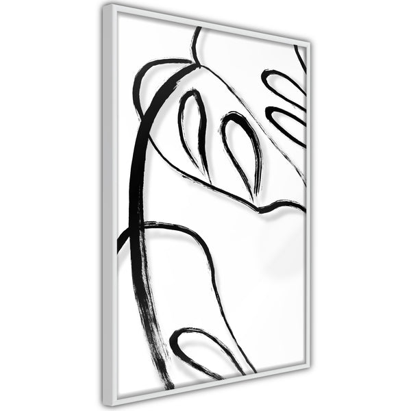 Poster - Painted Monstera Leaf  - wit