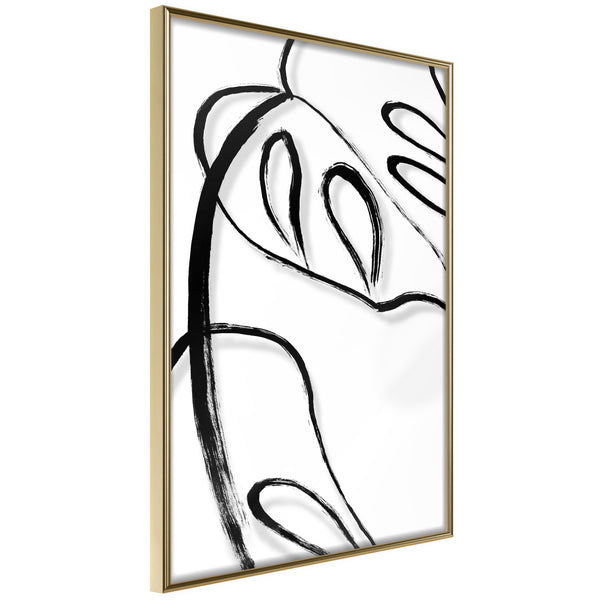 Poster - Painted Monstera Leaf  - goud