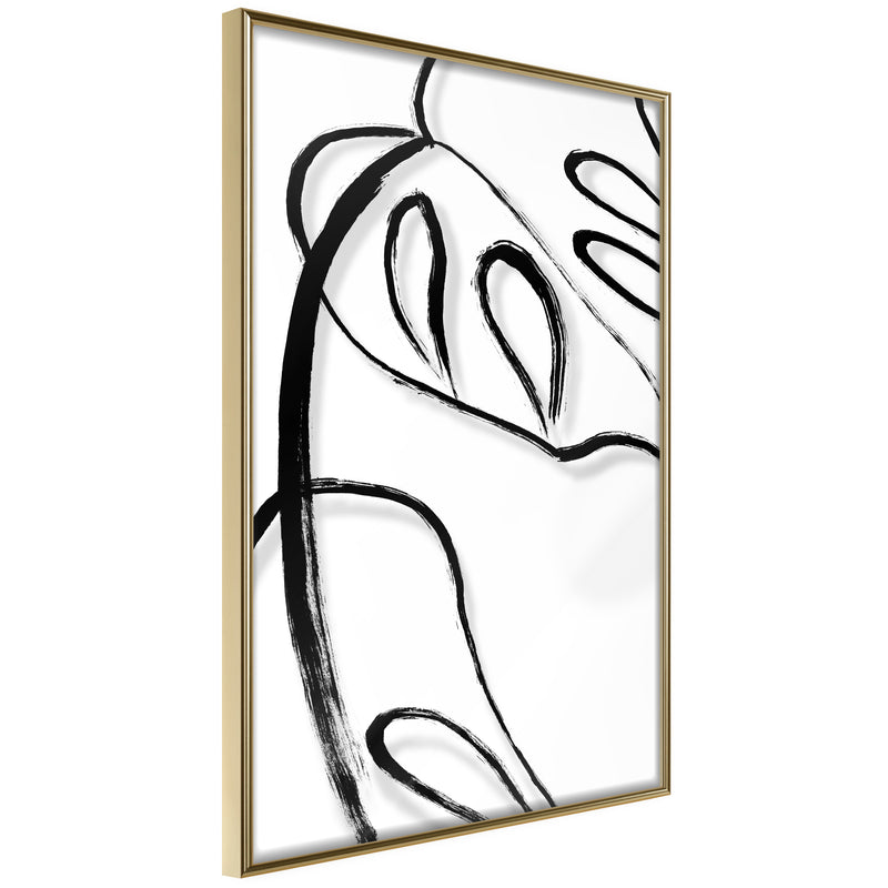 Poster - Painted Monstera Leaf  - goud