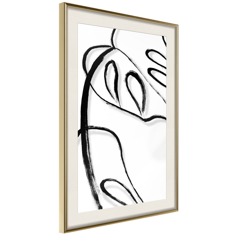 Poster - Painted Monstera Leaf  - goud passepartout