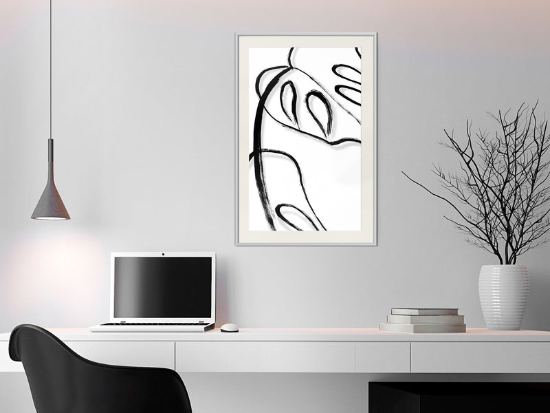 Poster - Painted Monstera Leaf  - wit passepartout