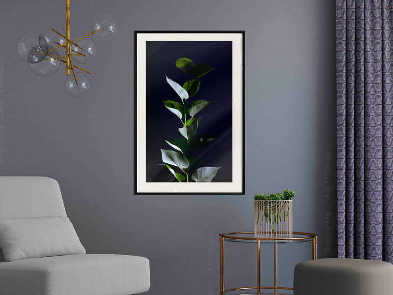 Poster - Floral Elegance  - zwart passepartout