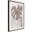 Poster - Ornamented Monstera  - zwart passepartout