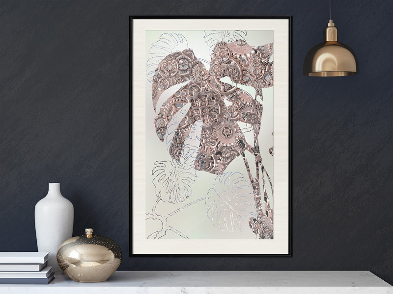 Poster - Ornamented Monstera  - zwart passepartout