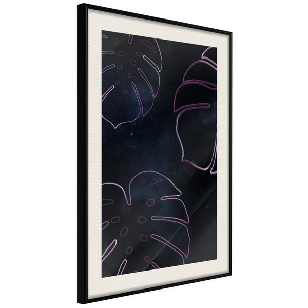 Poster - Monstera Outline  - zwart passepartout