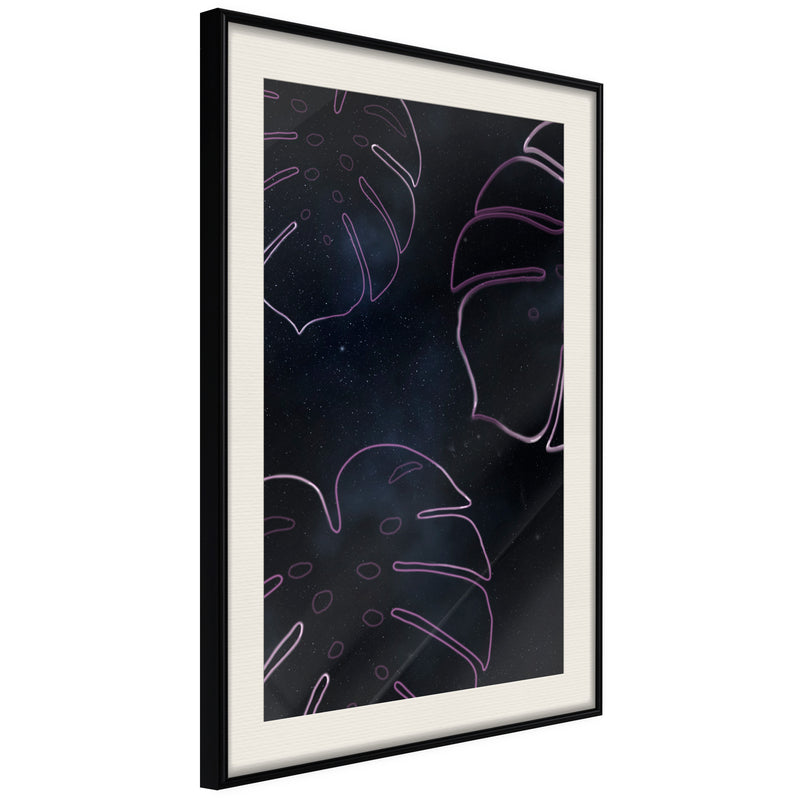 Poster - Monstera Outline  - zwart passepartout