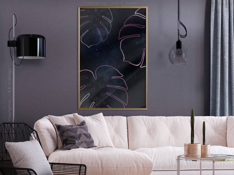 Poster - Monstera Outline  - goud