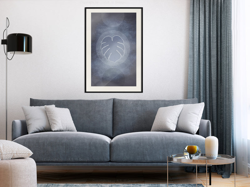 Poster - Leaf in the Center  - zwart passepartout