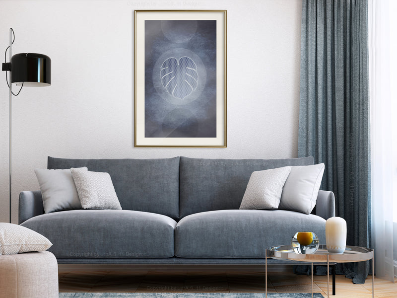 Poster - Leaf in the Center  - goud passepartout