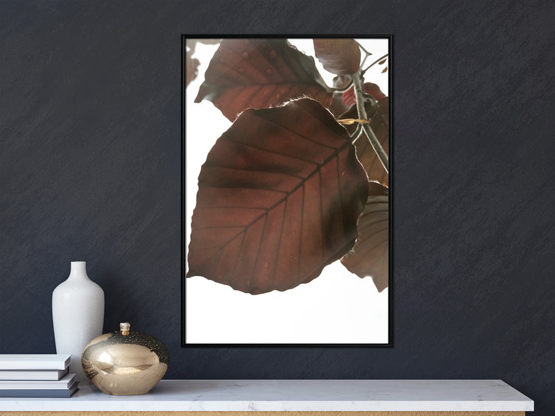 Poster - Burgundy Tilia Leaf  - zwart