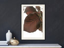 Poster - Burgundy Tilia Leaf  - zwart passepartout