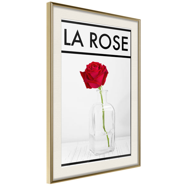 Poster - Rose in the Vase  - goud passepartout