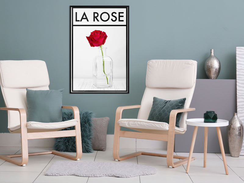 Poster - Rose in the Vase  - zwart