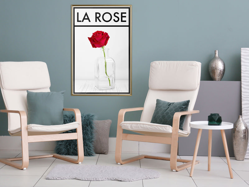 Poster - Rose in the Vase  - goud