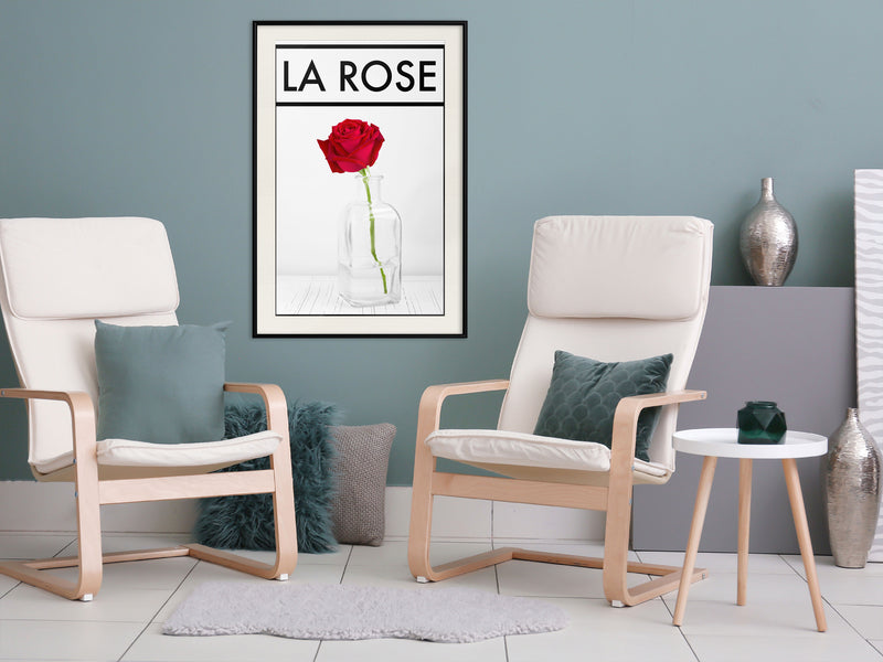 Poster - Rose in the Vase  - zwart passepartout