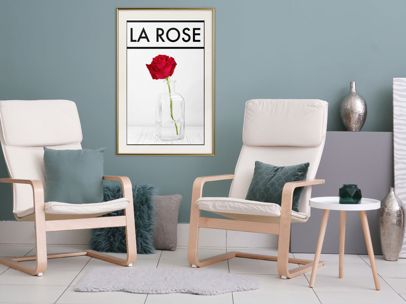 Poster - Rose in the Vase  - goud passepartout